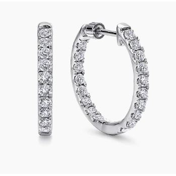 14K White Gold Inside Out Diamond Hoop Earrings